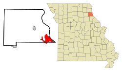 Marion County Missouri Incorporated and Unincorporated areas Hannibal Highlighted
